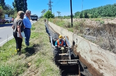 El intendente Omar Félix supervisó los avances en la limpieza del desagüe de avenida Alberdi